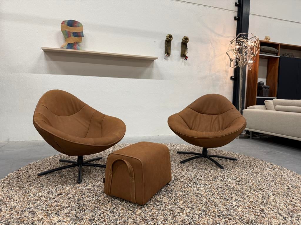 Nieuw Label van den Berg Hidde Fauteuils Cognac Waterbuffel, Nieuw, Label van den Berg, 50 tot 75 cm, Leer