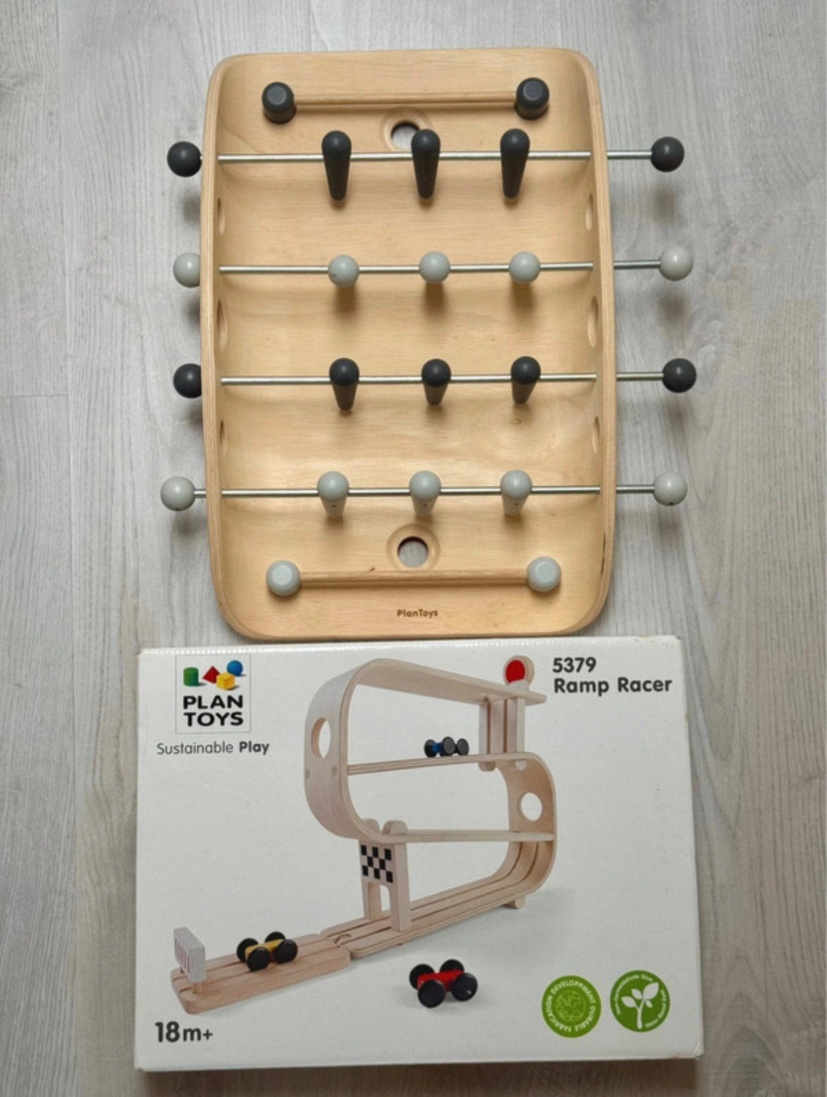 PlanToys Wooden Toy Set:Foosball Table&Ramp Racer Incomplete, Ophalen, Zo goed als nieuw