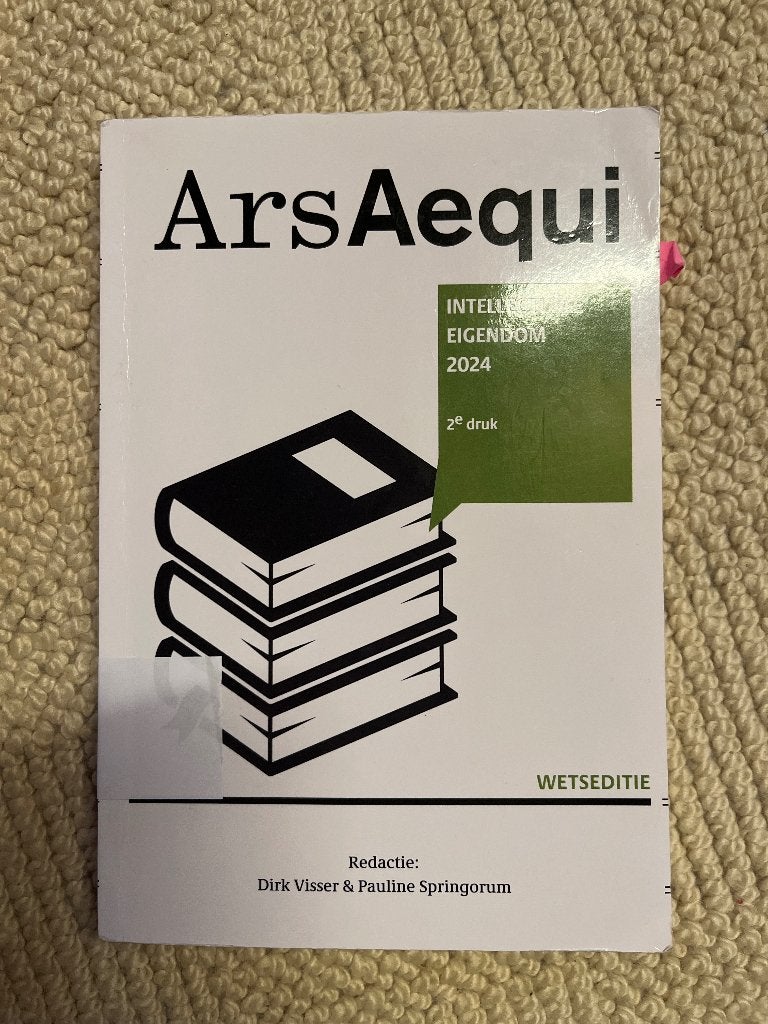 Ars Aequi Intellectueel Eigendomsrecht 2e druk wetseditie, Visser & Springorum, Ophalen of Verzenden, Alpha, WO