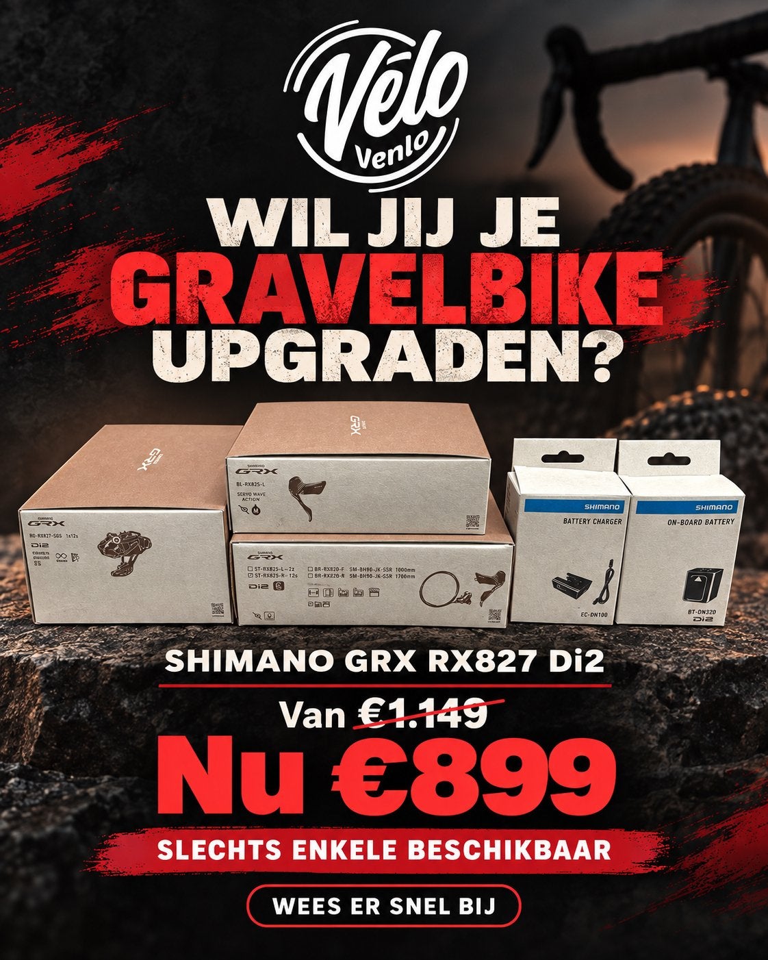 GRX 825/827 Di2 upgrade kit Shifters/deraileur/accu/lader, Fietsen en Brommers, Stalbergweg, Shimano, Info@velovenlo.nl, Nieuw