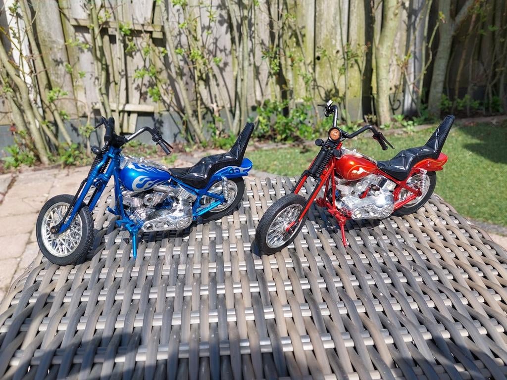 Chopper Motorfiets - New Ray 1995 - rode model, Gebruikt, 1:32 tot 1:50, Overige typen, Ophalen
