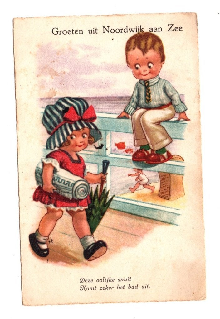 Oude Ansichtkaart Noordwijk aan Zee Kinderen, Ophalen of Verzenden, 1920 tot 1940, Gelopen, Zuid-Holland