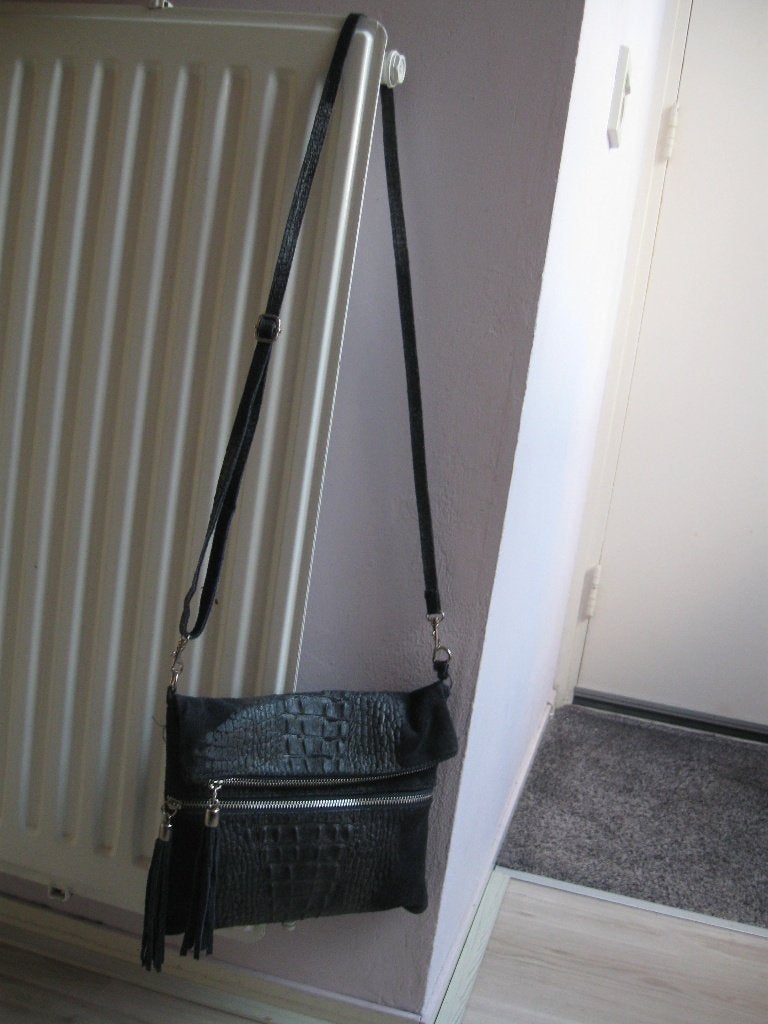 GENUINE LEATHER bijzonder leren schoudertasje als nieuw, Ophalen of Verzenden, Zo goed als nieuw, Overige kleuren, Schoudertasje