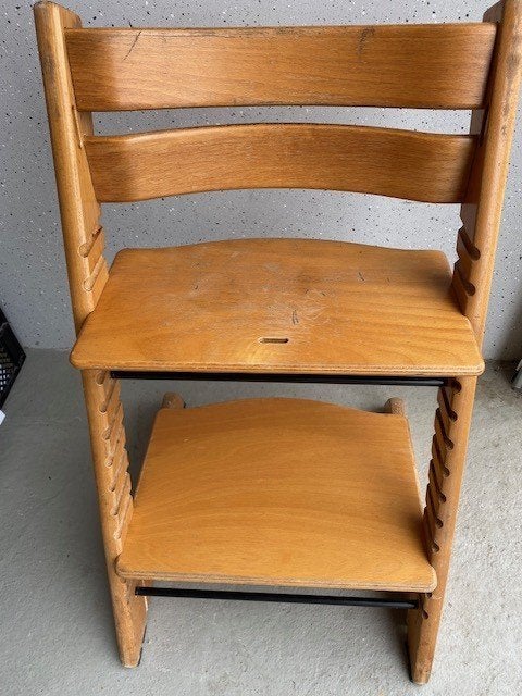 Kinderstoel Hout  Stokke, Ophalen of Verzenden, Gebruikt, Meegroeistoel