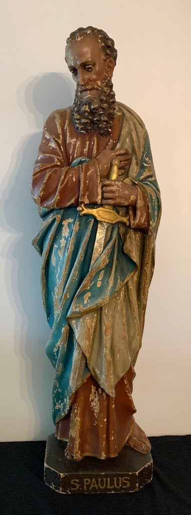 Groot Antiek Kerkbeeld ~ Antiek  Heiligenbeeld Hoogte:124cm., Ophalen