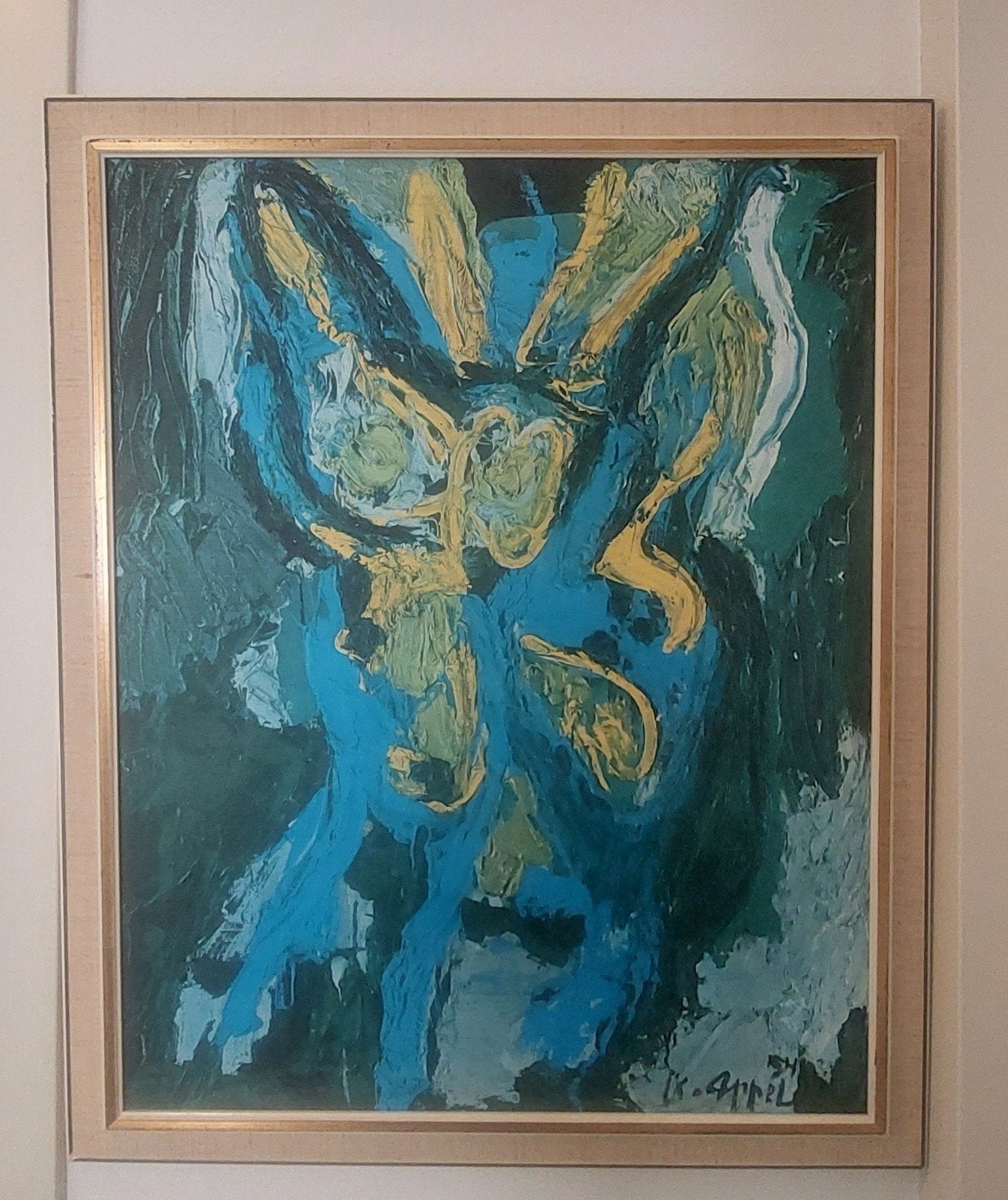 Karel Appel 1954 zeefdruk op board jaren 60/70, Ophalen of Verzenden