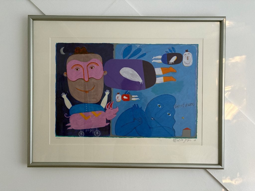 Zeelfdruk met mooie lijst Wouter Stips, Ophalen of Verzenden, Zo goed als nieuw, Schilderij, 75 tot 100 cm