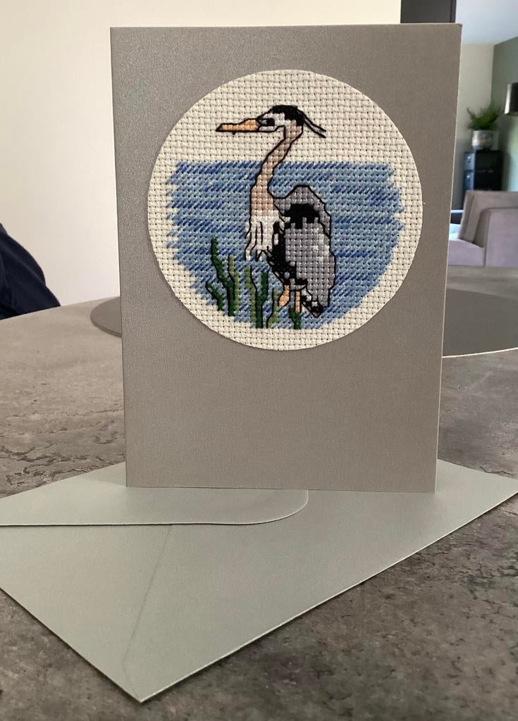Borduurkaart met reiger NIEUW, Ophalen of Verzenden, Nieuw, Handborduren, Overige typen