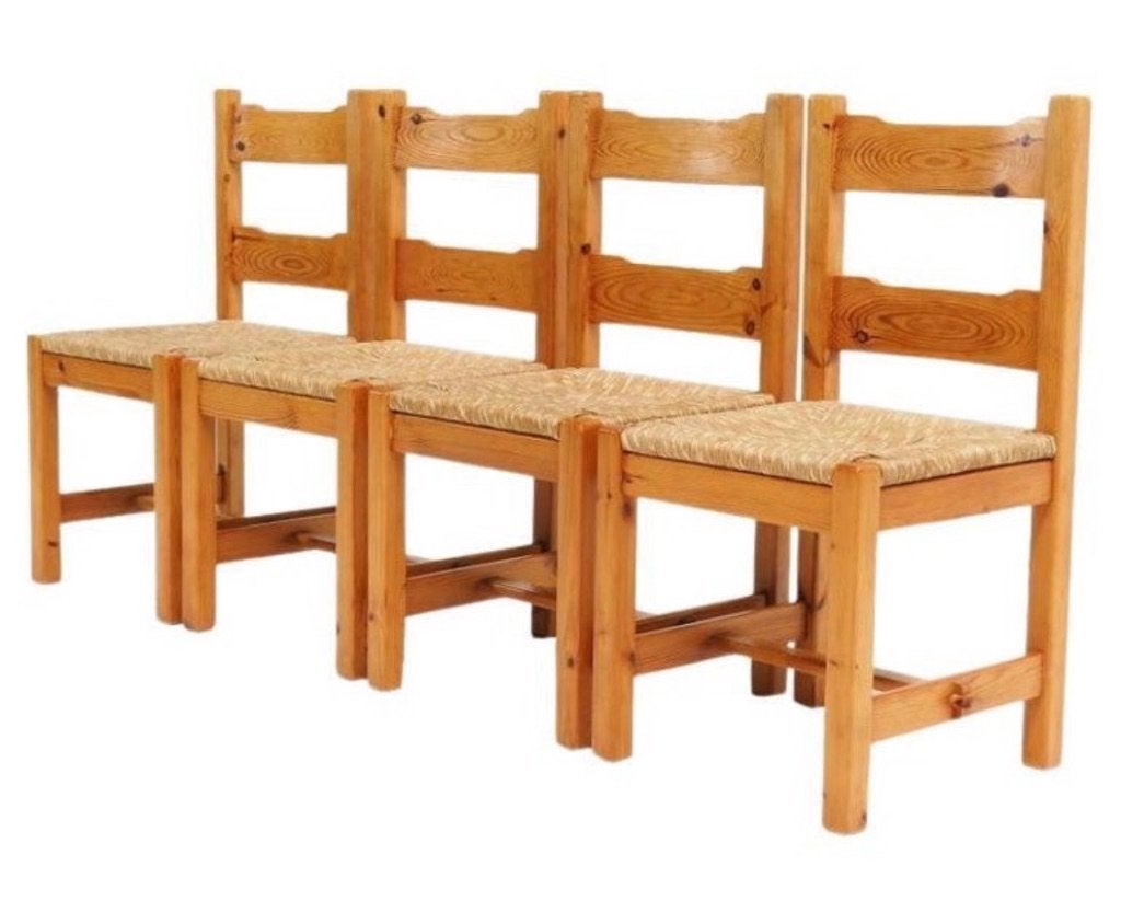 Vintage pine rush chair / grenen stoelen jaren 60/70, Huis en Inrichting, Stoelen, Ophalen, Gebruikt, Overige kleuren, Hout