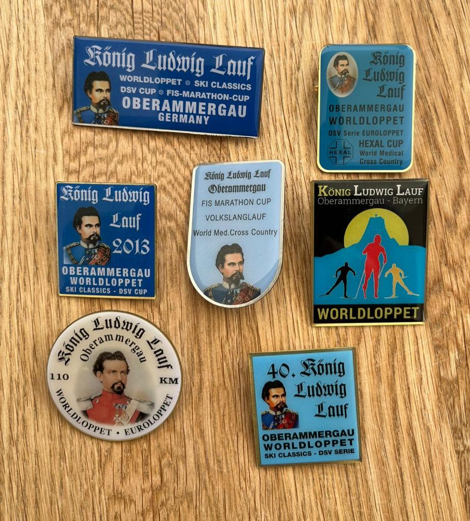 7 vintage speldjes / pins König Ludwig Lauf Oberammergau DLD, Verzenden, Zo goed als nieuw, Sport, Speldje of Pin