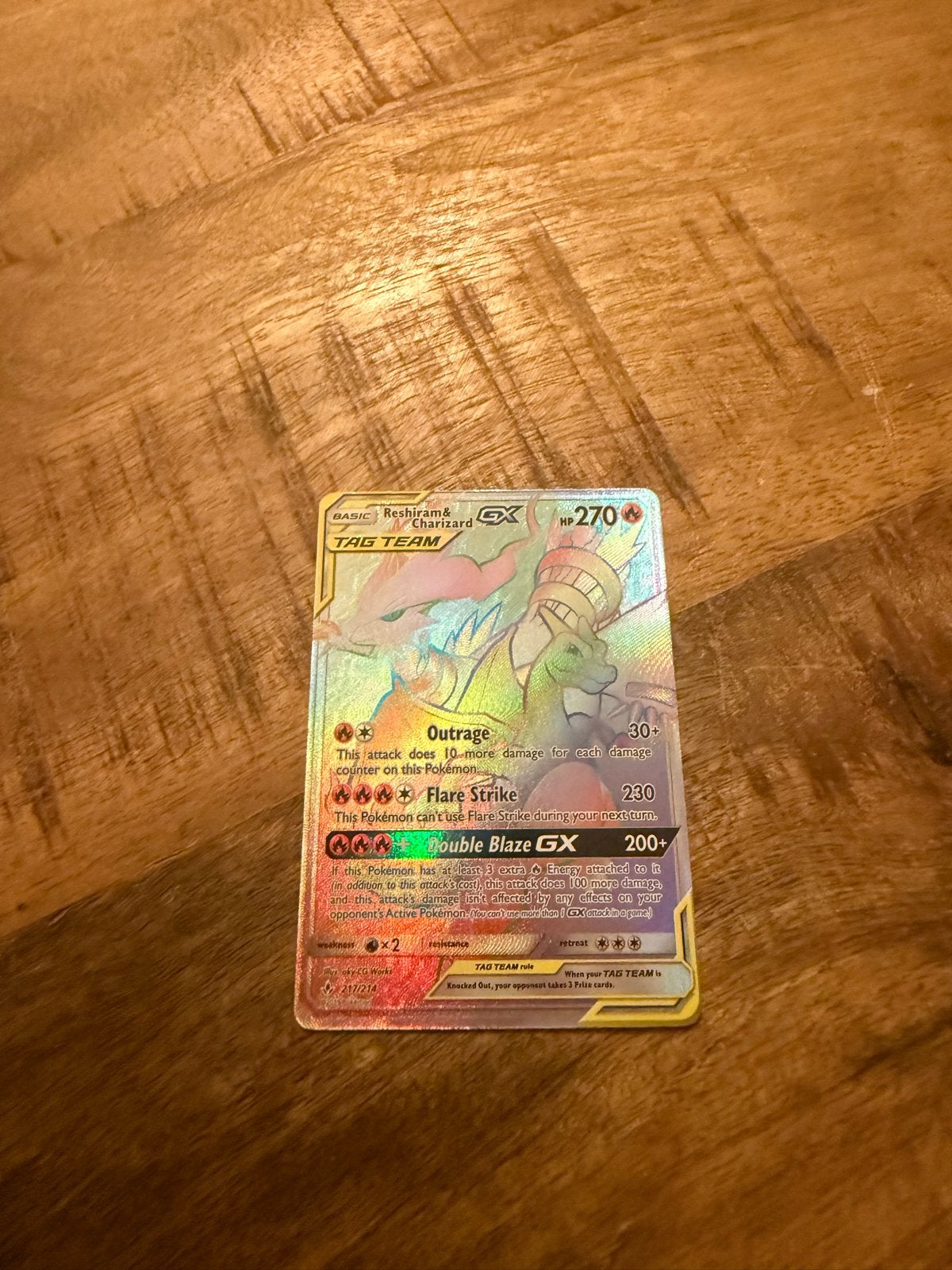 Reshiram & Charizard GX TAG TEAM Pokémon kaart, Verzenden, Zo goed als nieuw, Losse kaart, Foil