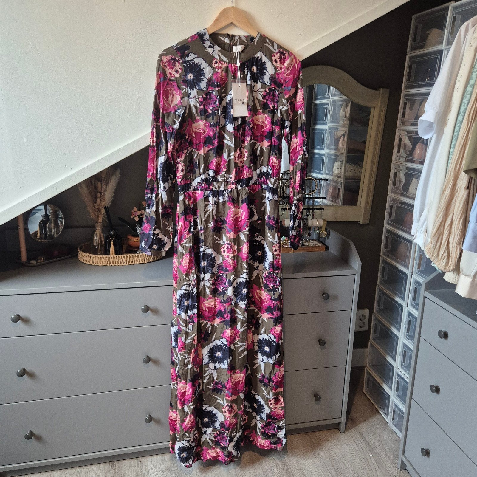 Nieuwe Vila Maxi-Jurk (Maat M), Maat 38/40 (M), Meerkleurig, Vila, Nieuw