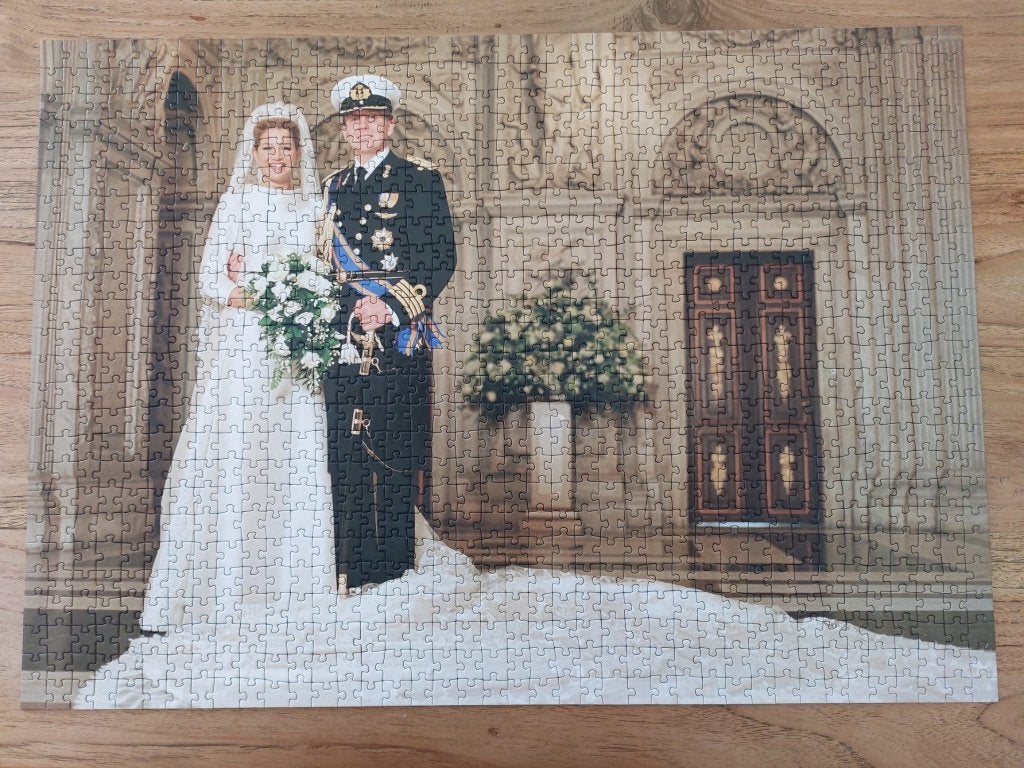 Puzzel Koning Willem Alexander en Maxima 1000 stukjes, Ophalen of Verzenden, 500 t/m 1500 stukjes, Zo goed als nieuw, Legpuzzel
