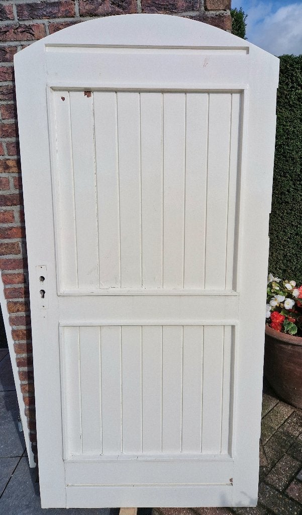 Houten buitendeur merbau met ronding, Ophalen, Gebruikt, 80 tot 100 cm, Minder dan 200 cm
