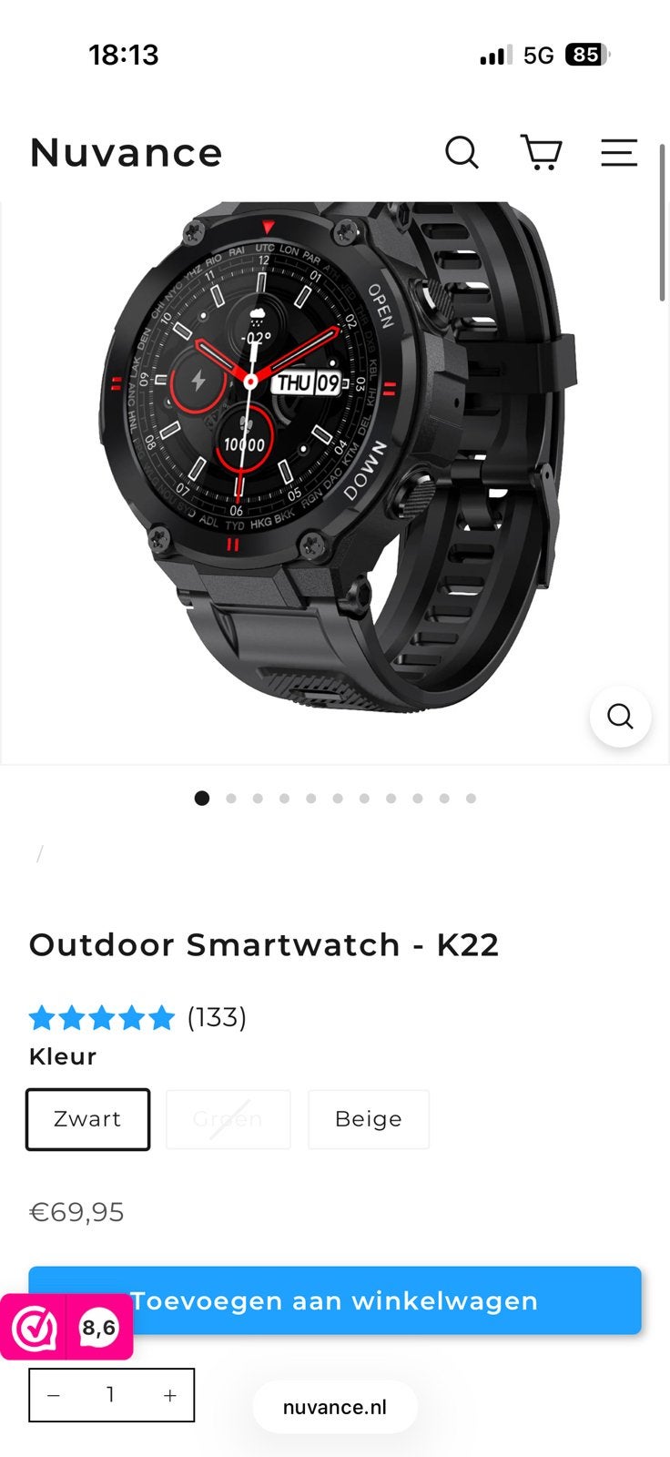 Smartwatch k22 nieuw in verpakking, Sieraden, Tassen en Uiterlijk, Horloges | Heren, Ophalen, Zo goed als nieuw, Overige merken