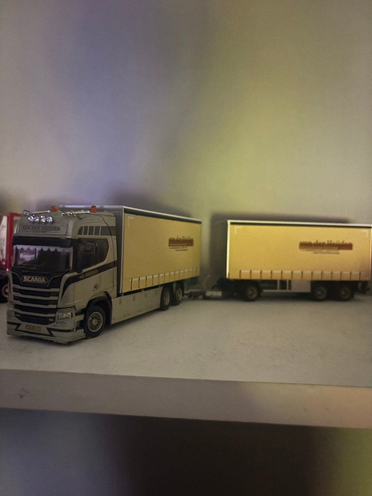 Scania vrachtwagen met aanhanger - Van der Heijden, Overige merken, 1:32 tot 1:50, Ophalen of Verzenden, Zo goed als nieuw