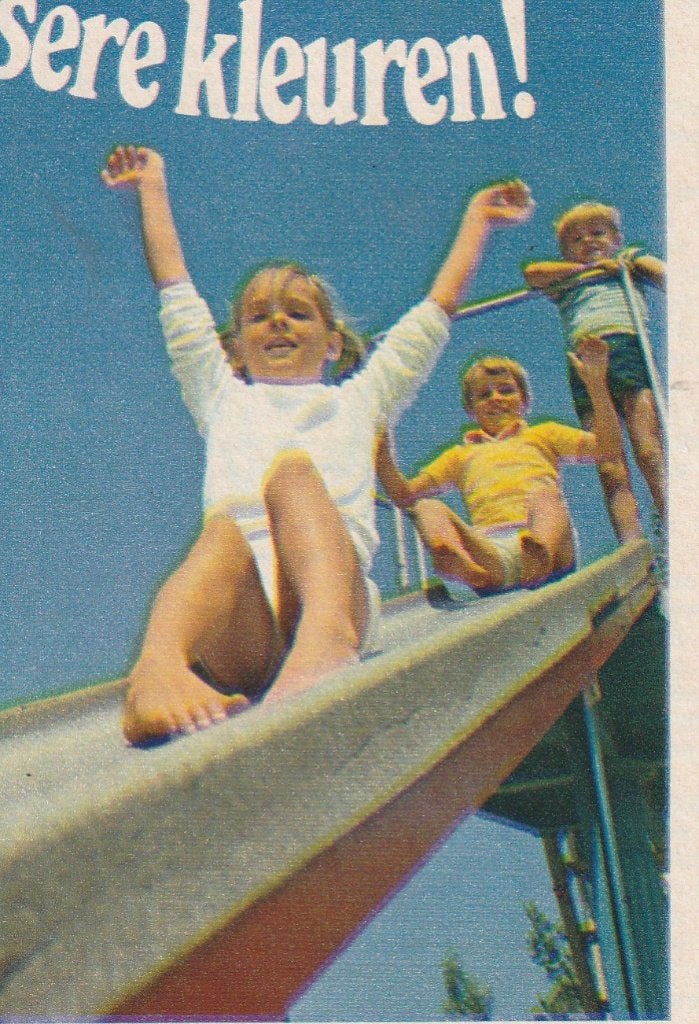 retro reclame 1969 Sunil wasmiddel kinderen op glijbaan, Verzamelen, Retro, Verzenden, Overige typen