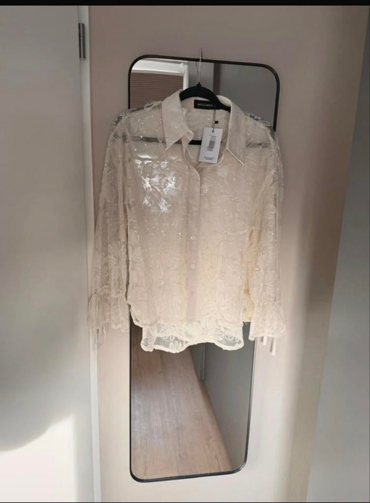 GUTS & GUSTO blouse met pailletten en bloemenprint, Ophalen of Verzenden, Nieuw, Maat 34 (XS) of kleiner, Beige