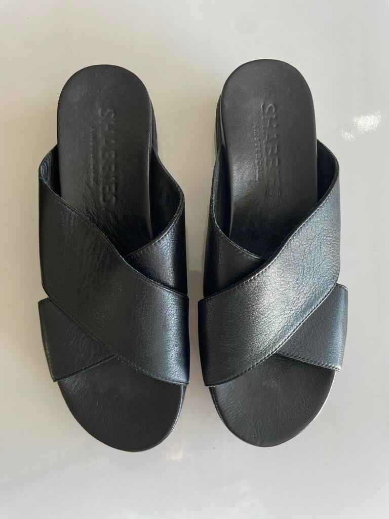 NIEUW -mt 39- Shabbies Amsterdam leren slippers, Kleding | Dames, Schoenen, Ophalen of Verzenden, Nieuw, Zwart, Slippers