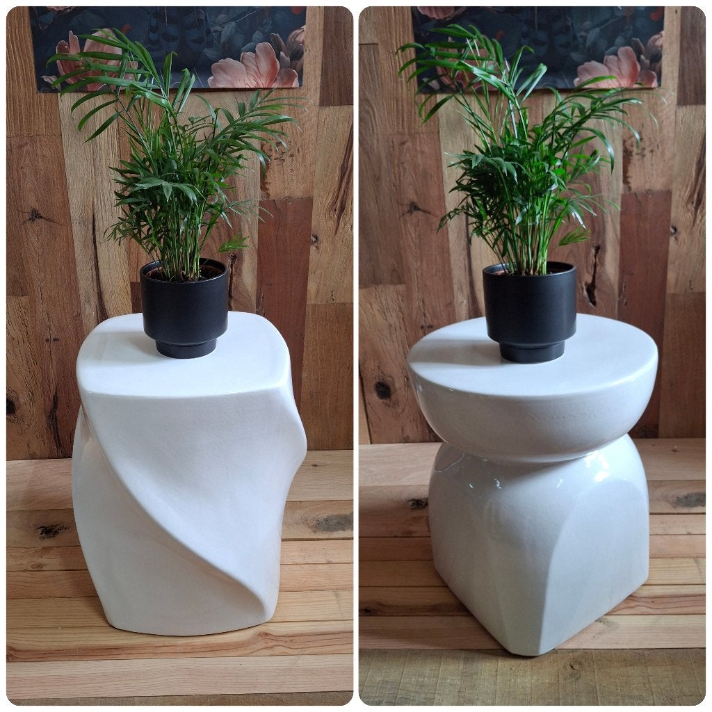 Moderne witte keramische bijzettafel/salontafel, nieuw, Ophalen, Overige materialen, Minder dan 50 cm, Nieuw