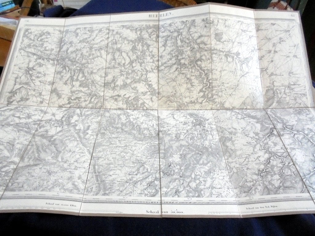 Heerlen. Situatie in 1864. Herdruk op Linnen, ca. 1975., Verzenden, 1800 tot 2000, Nederland, Tpopografische Dienst
