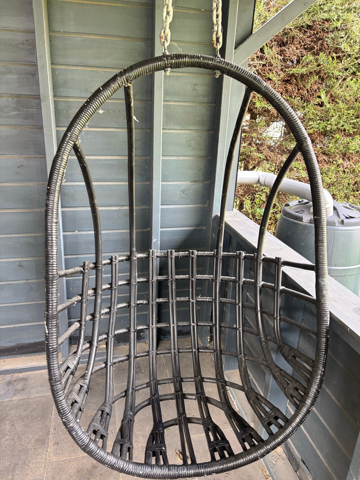 Zwarte hangstoel/schommelstoel voor buiten, Ophalen, Kunststof, Gebruikt, Zwart