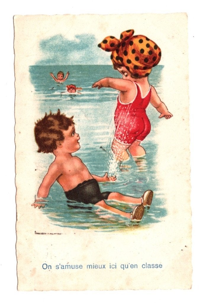 Oude Ansichtkaart Kinderen Water Strand Gelopen 1926, Ophalen of Verzenden, 1920 tot 1940, Gelopen, België en Luxemburg
