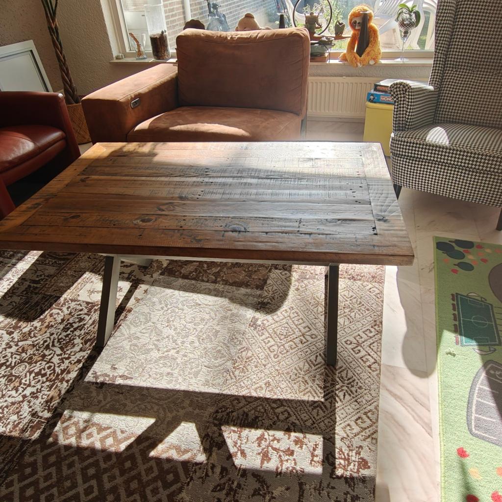 Robuuste houten salontafel, Ophalen, Gebruikt, 100 tot 150 cm, Industrieel, Landelijk