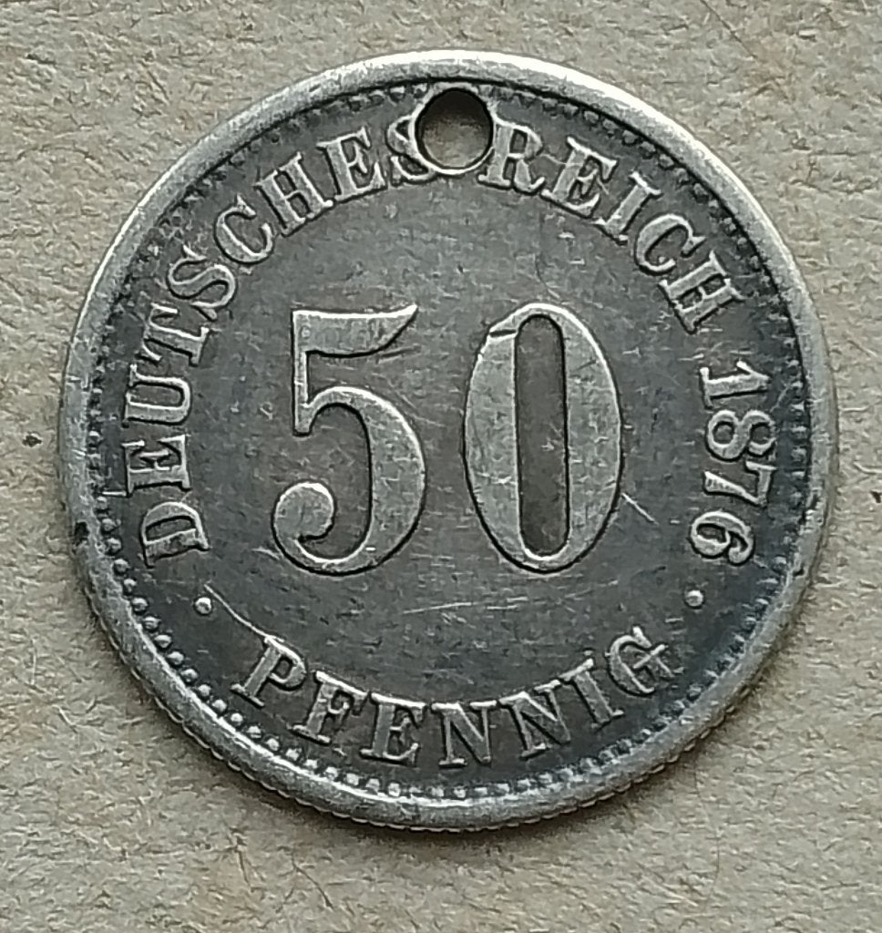 Duitsland, 50 pfennig 1876 F  Gaatje., Ophalen of Verzenden, Duitsland, Losse munt, Zilver