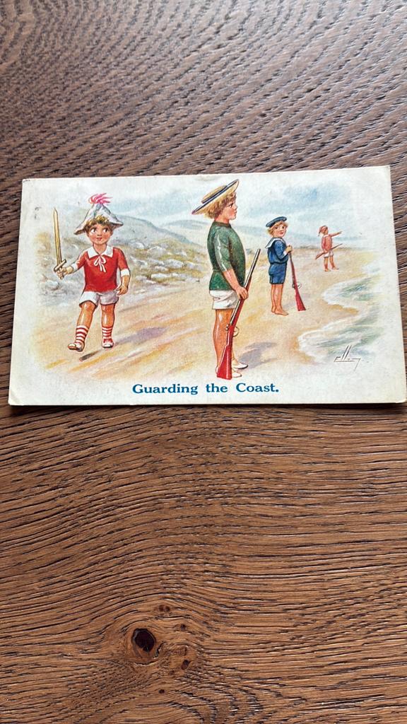 Kinderkaart. De kust bewaken, met geweer.1916, Verzamelen, Ophalen of Verzenden, Voor 1920, Kinderen