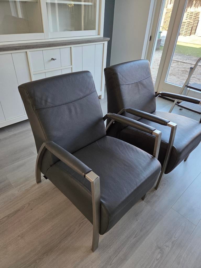 Fauteuil / stoel Feelings Zanzibar - leer antraciet, Ophalen, Gebruikt, Twee, Modern, Industrieel