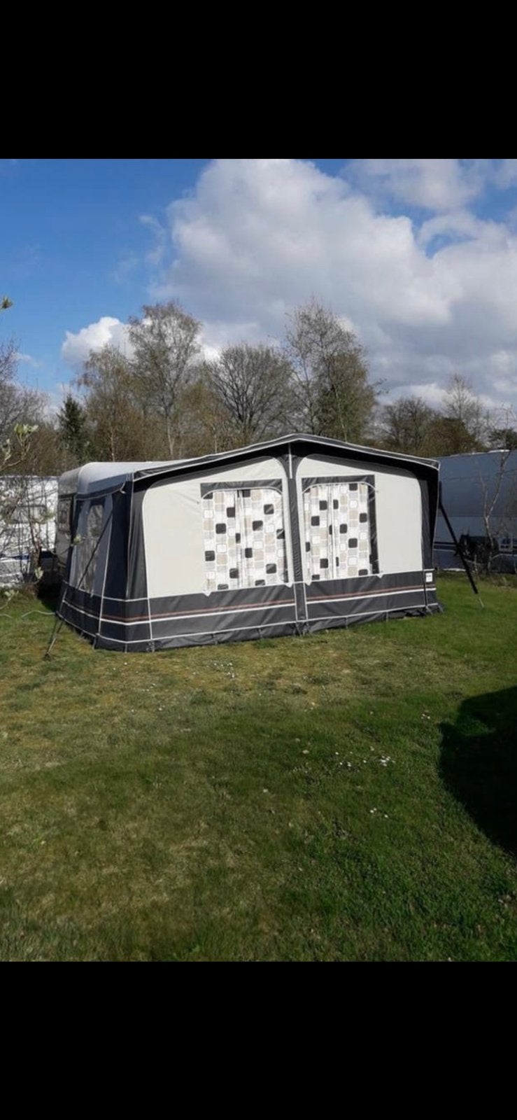 Voortent Goldcamp Ten Kate 3m diep omloopmaat 8.45 m, Ophalen, Gebruikt