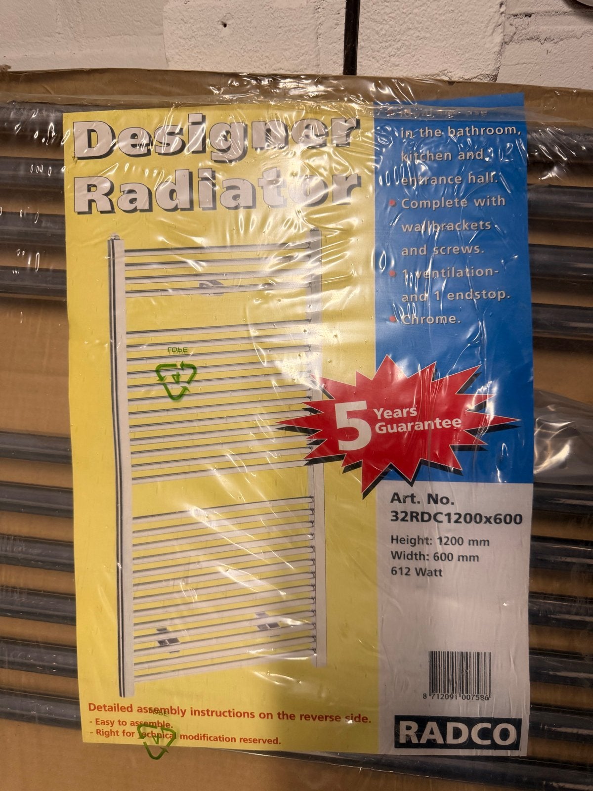 Nieuwe Design Radiator RADCO 1200x600mm 612 Watt, Ophalen, 500 tot 800 watt, Radiator, Nieuw