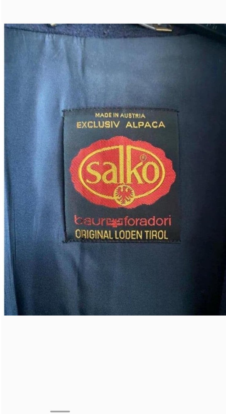 Salko loden jas alpaca wol xl nieuwstaat blauw, Ophalen of Verzenden, Zo goed als nieuw, Maat 46/48 (XL) of groter, Blauw