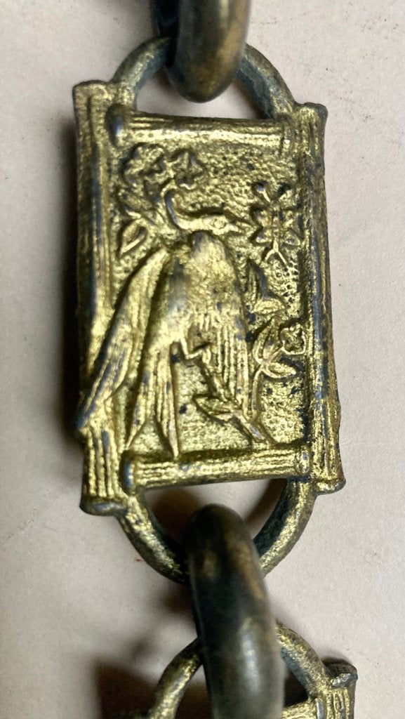 Brons verguld antieke ketting met Vogel afbeelding, Antiek en Kunst, Antiek | Koper en Brons, Ophalen of Verzenden, Brons