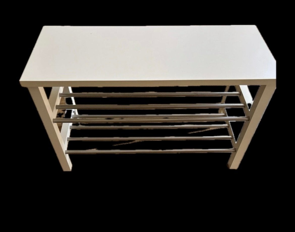 Witte schoenenrek met metalen stangen van Ikea, Huis en Inrichting, Kasten | Schoenenrekken, Ophalen, Gebruikt