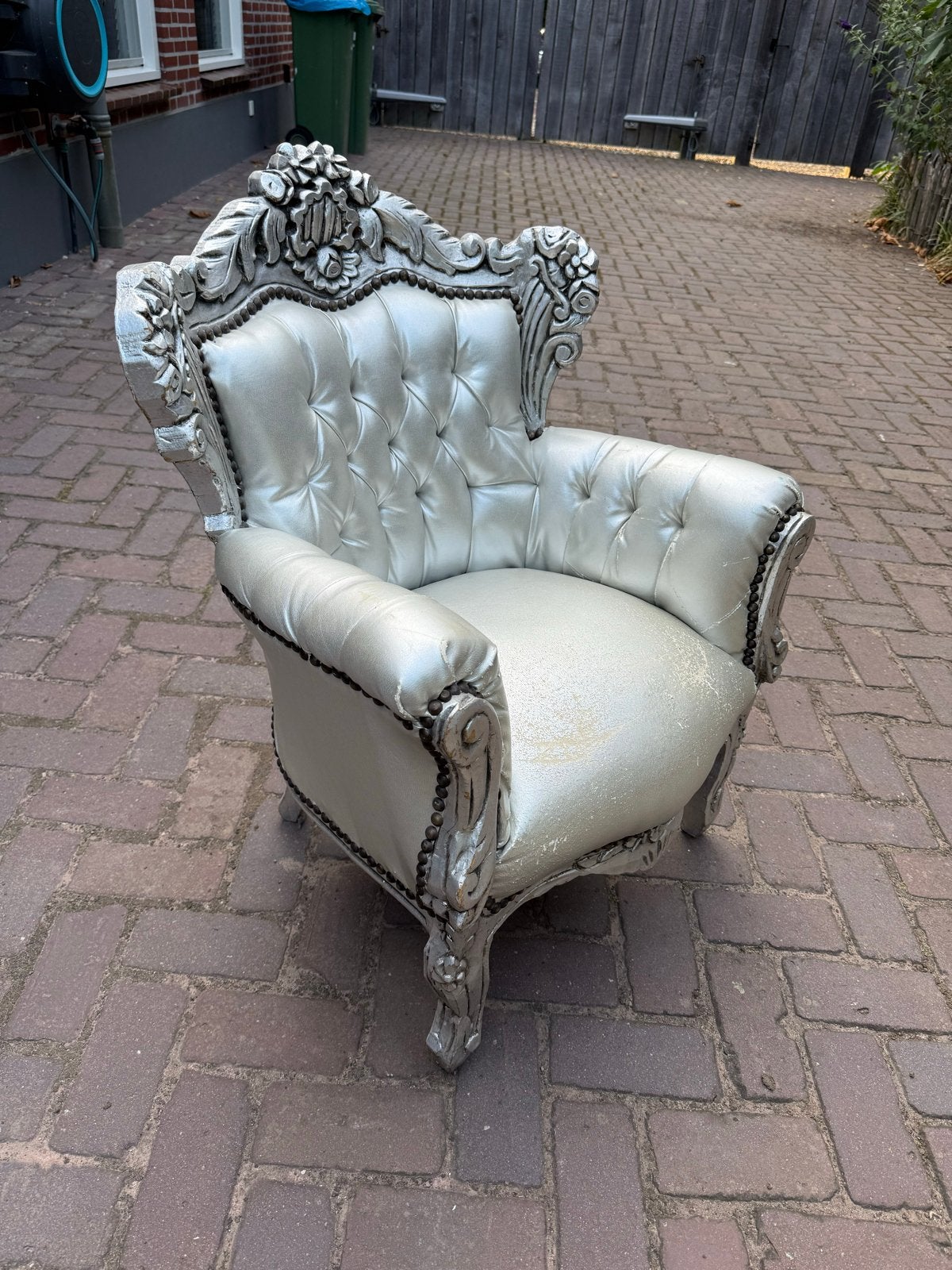 Barokke kinder Fauteuil - Zilverkleurig, Ophalen