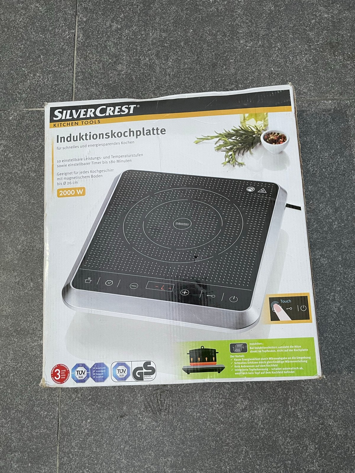 SilverCrest Inductiekookplaat 2000W - Nieuw in doos, Ophalen, Nieuw, 3 kookzones of minder, Inductie
