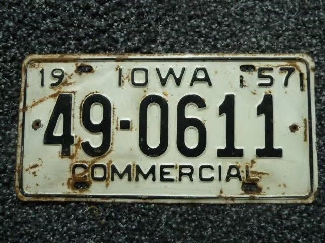Kentekenplaat licenseplate Iowa 1957 USA, Verzenden, Gebruikt, Auto's