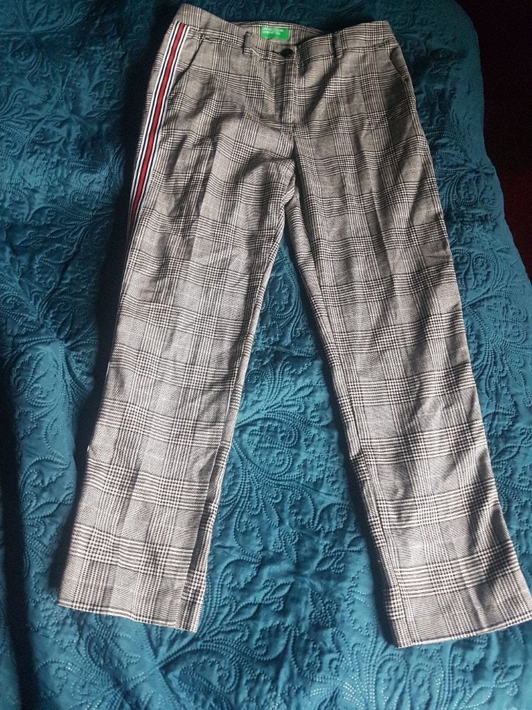 Benetton sportieve nette geruite houndstooth pantalon xs 34, Verzenden, Benetton, Nieuw, Maat 34 (XS) of kleiner