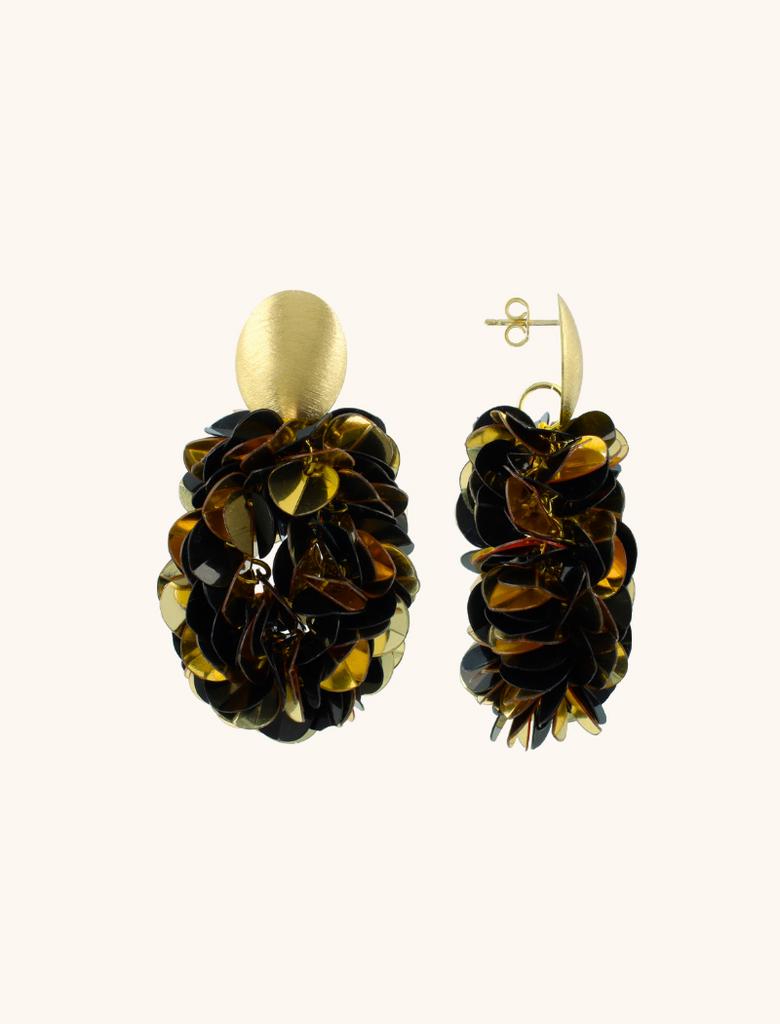 Lott. gioielli Sequin Oorbellen Zwart Goud Sas Ovaal M, Sieraden, Tassen en Uiterlijk, Oorbellen, Overige materialen, Hangers