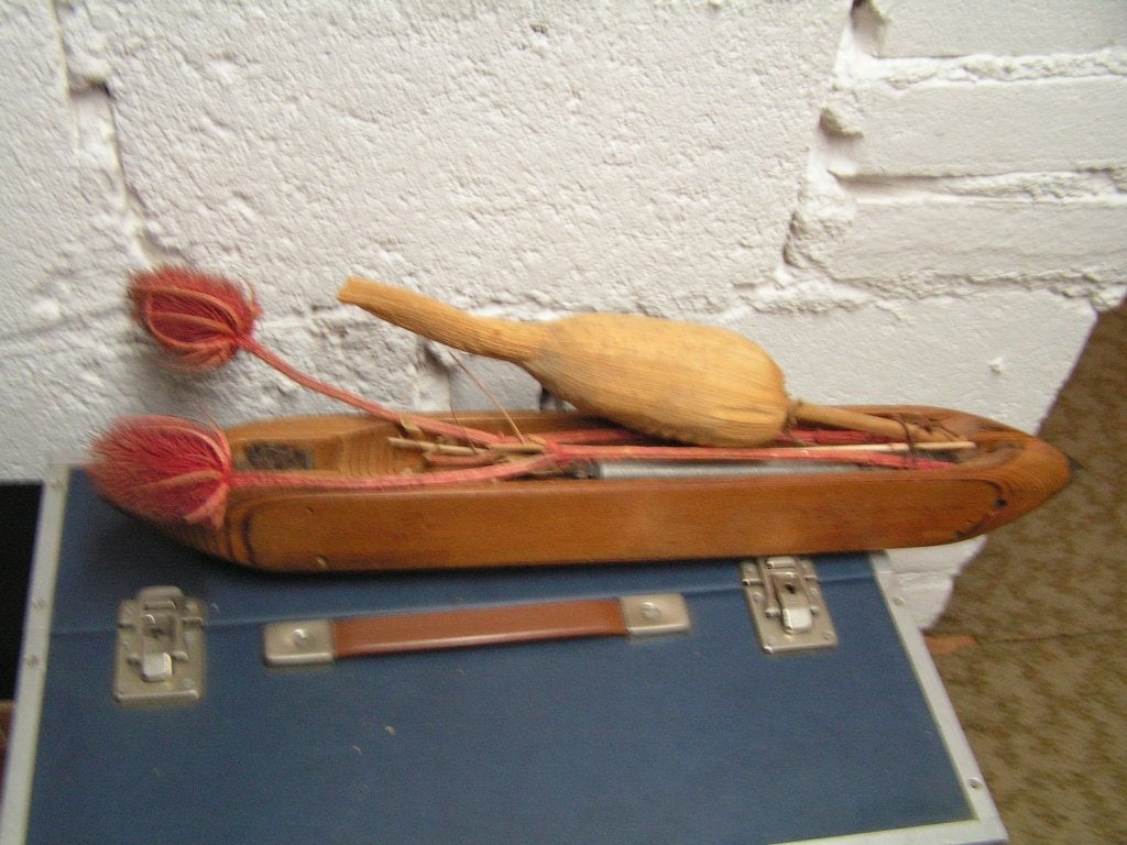 oude origineel antieke grote houten weefspoel leuk sierstuk, Antiek en Kunst, Ophalen of Verzenden