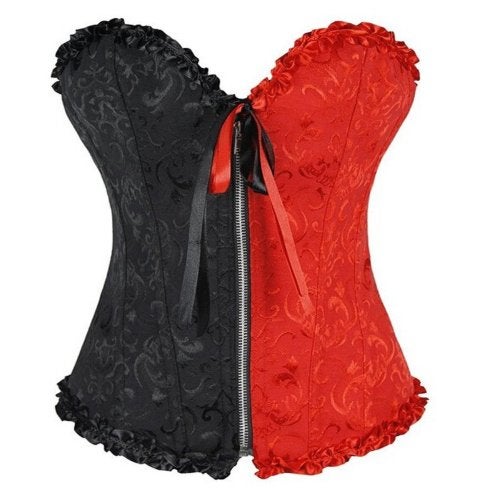 Rood zwart korset gothic corset punk bustier burlesque dames, Verzenden, Meerkleurig, Body of Korset