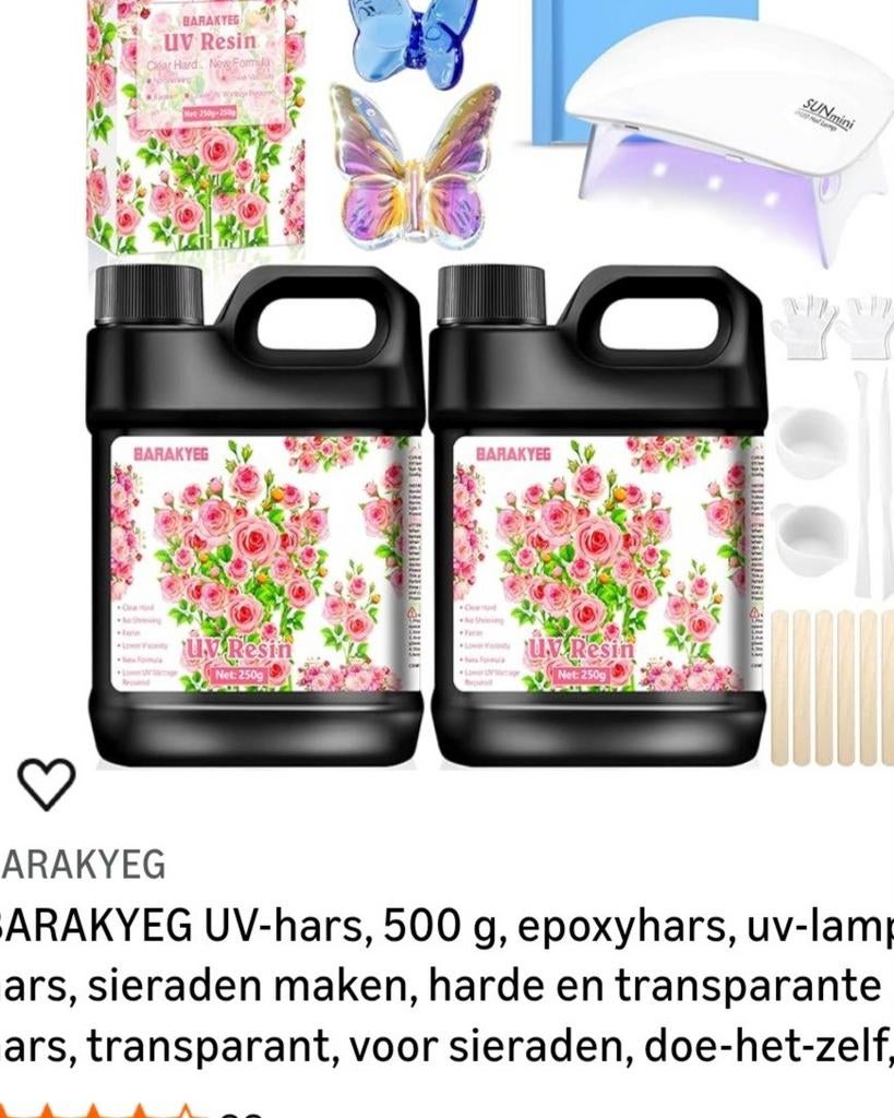 UV Hars Set: 1 Ongeopende, 1 Aangebroken Fles & UV Lamp, Ophalen of Verzenden