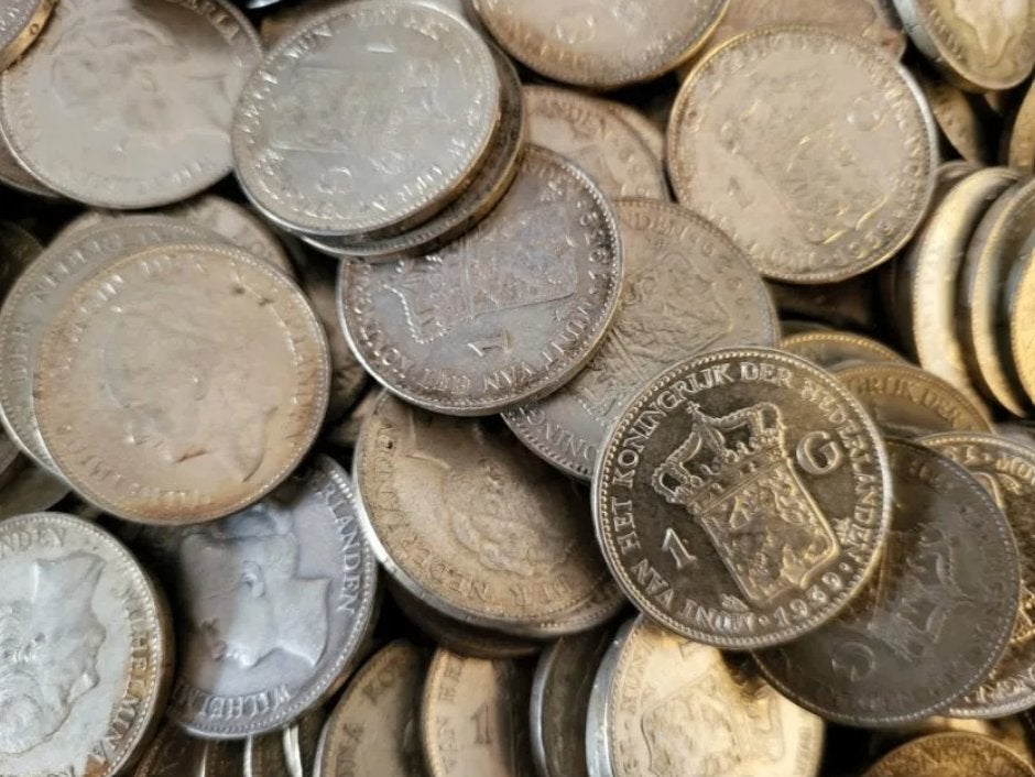 Nederland ruime halve kilo zilveren Wilhelmina Guldens