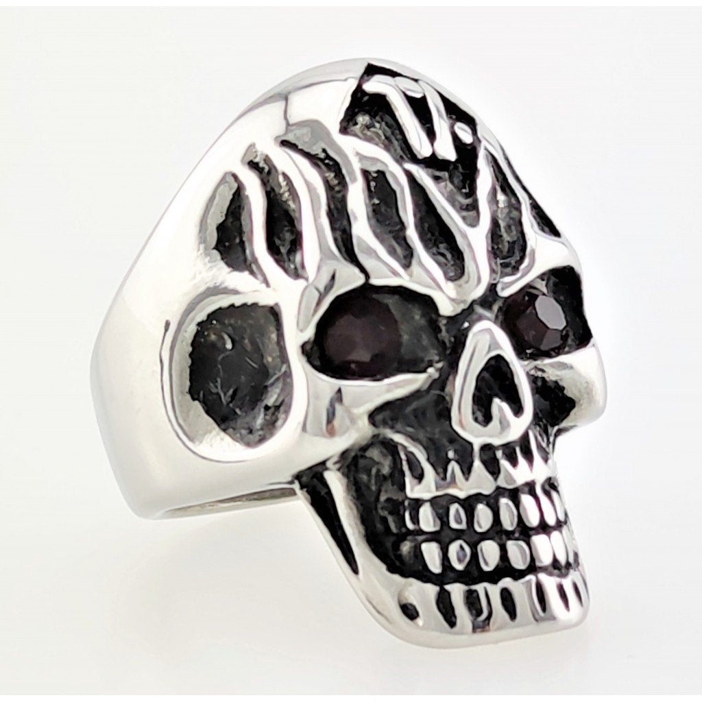Grote Roestvrij Stalen Biker Schedelring - RVS Ring - Heren, Sieraden, Tassen en Uiterlijk, Ringen, 18 tot 19, Birgitta-Gracht 33, 6465 EL Kerkrade, Nederland
