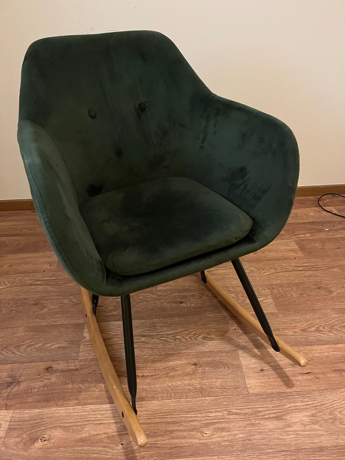 Schommelstoel met velours bekleding - Groen, Ophalen, Gebruikt, Overige kleuren, Eén