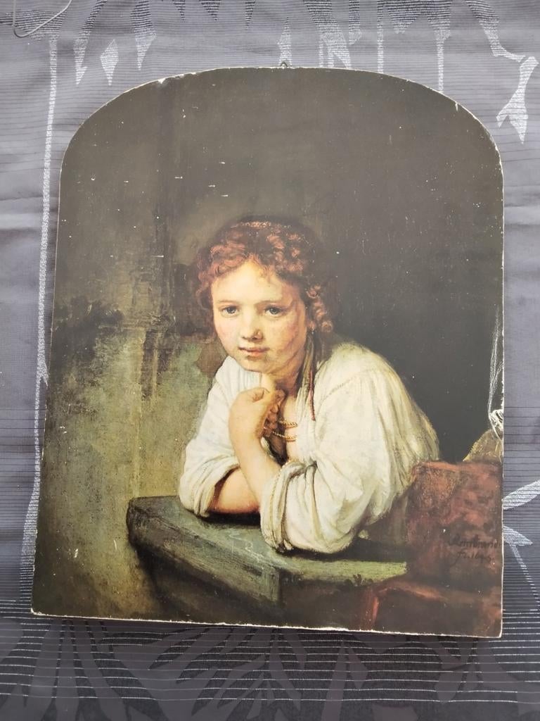 Reproductie: "Girl at a Window" Rembrandt van Rijn, Antiek en Kunst, Ophalen of Verzenden