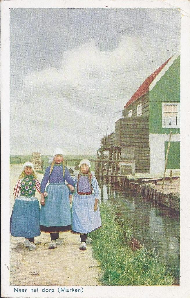 Marken naar het dorp  ansichtkaart uit 1930 ( a2017 ), Ophalen of Verzenden, 1920 tot 1940, Gelopen, Noord-Holland