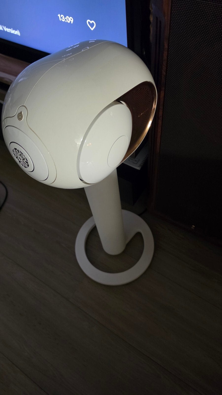 Devialet Phantom Gold (paar) met Tree Stands en Remote, Audio, Tv en Foto, Stereo speakers, Afstandsbediening, Zo goed als nieuw